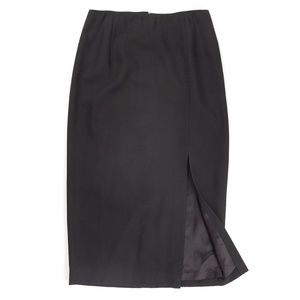 I. Magnin Design Studio, Wool Maxi Pencil Skirt with Front Slit